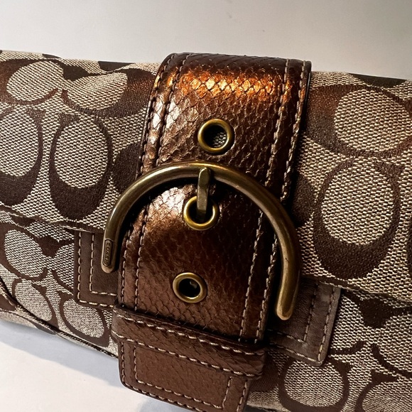 Coach Vintage 2005 Signature Flap Shoulder Bag W/Snake Skin Bronze  8K38 - Picture 7 of 15